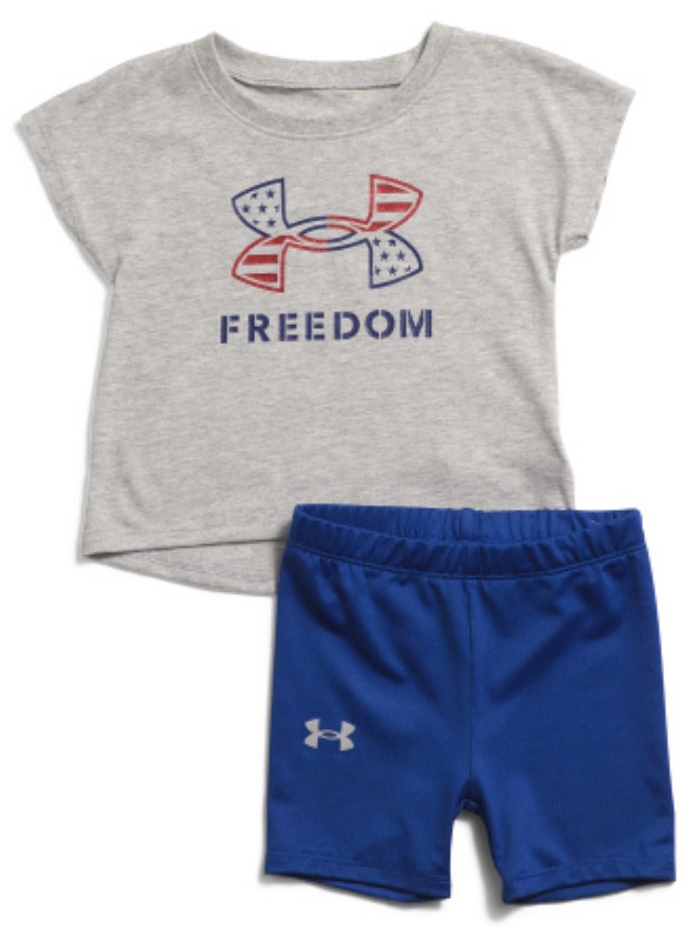 Under Armour Girls Gray Tee with Blue Performance Shorts